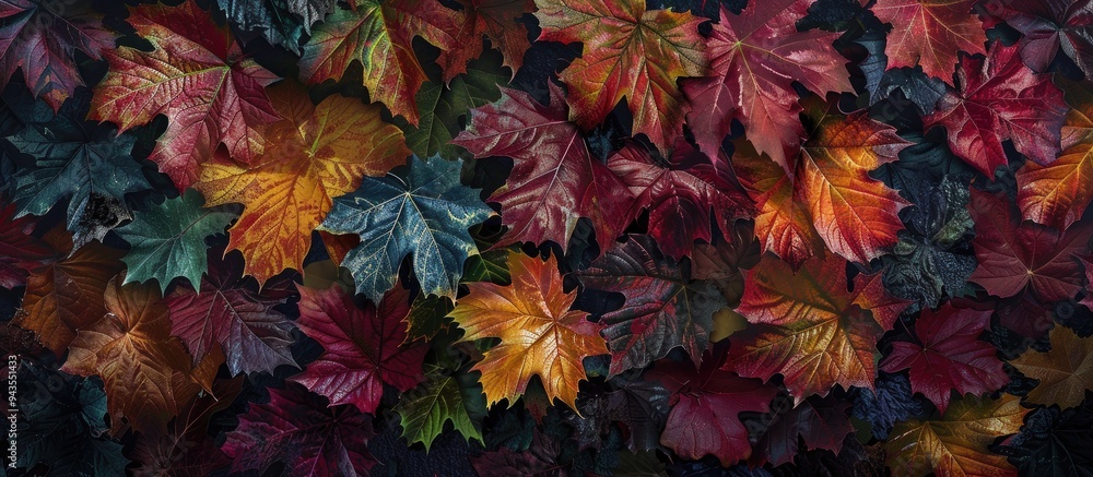 Aufkleber In the fall season maple leaves transform into a beautiful array of colors against copy space images portraying nature s stunning transformation