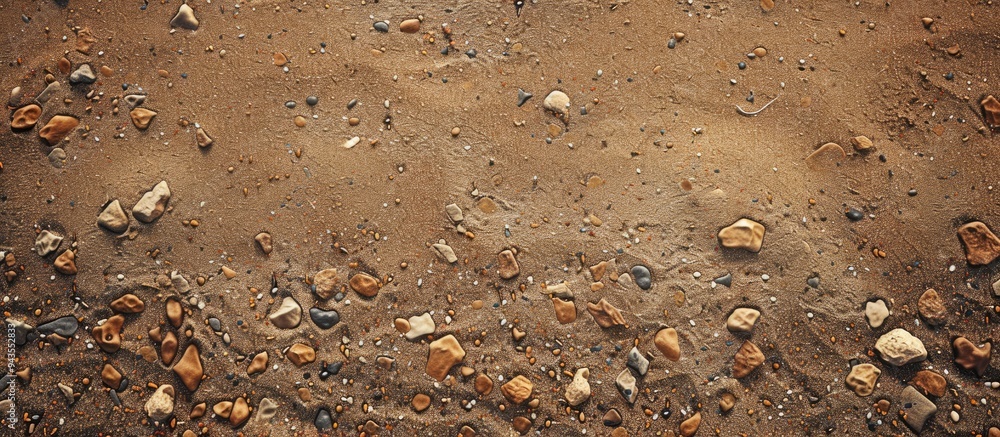 Aufkleber Brown sandy beach with small stones creating a textured background ideal for use as a copy space image