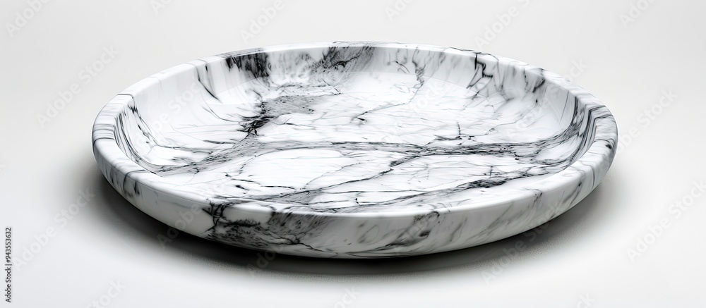 Fototapete isolated marble plate on white backdrop with clipping path for a copy space image