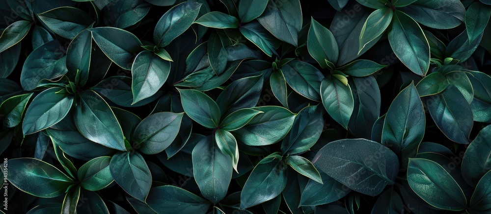 Poster nature s dark green leaves in a garden ideal for a soothing backdrop or a refreshing greenery themed
