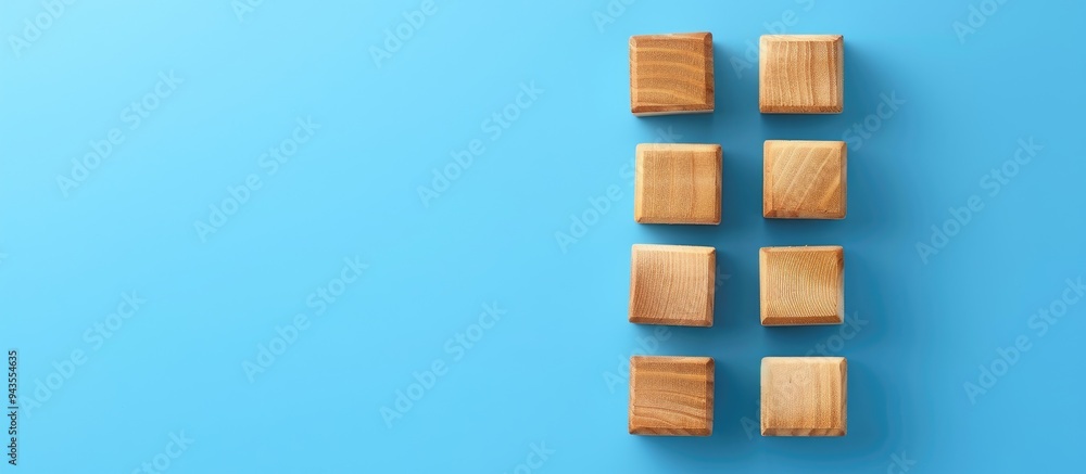 Aufkleber Wooden blocks with a placebo effect message are displayed on a blue background serving as a symbolic concept with available copy space image