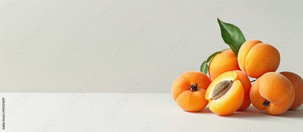 Aufkleber An image featuring apricots against a blank background for adding text or graphics. Creative banner. Copyspace image