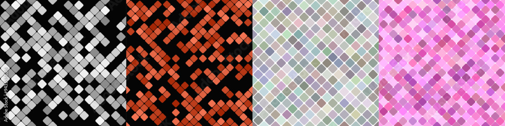 Poster seamless geometrical diagonal square pattern set