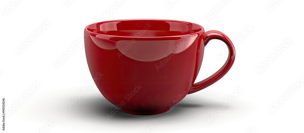 Poster Dark red ceramic cup with a handle isolated on a white background perfect for adding text or designs in the copy space image
