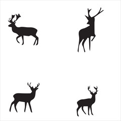 silhouette of clean vector deer isolated on white background 