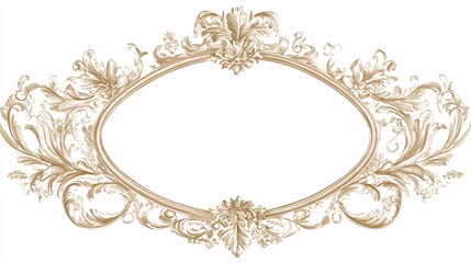 Intricate vintage floral frame design in a soft beige tone.