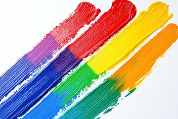 Fototapeta premium Multi color paint is a rainbow on a white background. generative ai