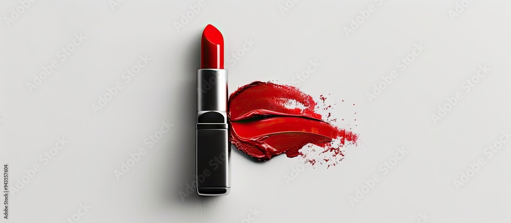 Poster vintage red lipstick on a plain white backdrop with plenty of copy space image