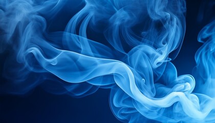 beautiful vivid blue smoke fog or flow on dark blue background