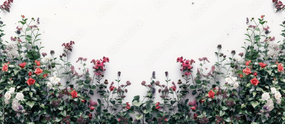 Aufkleber High quality image featuring white background adorned with flowers with copy space image available