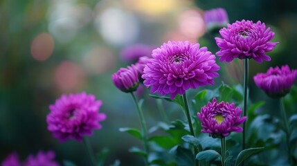 Vibrant Purple Flowers in a Garden