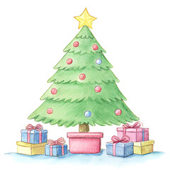 Christmas Tree with Gift Boxes with No Background. Perfect for: Christmas, Family gatherings, Holiday celebrations