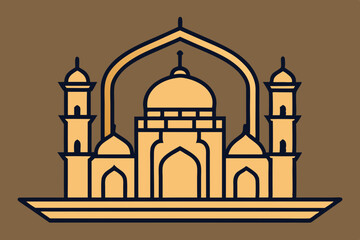Elegant mosque silhouette vector line art illustration
