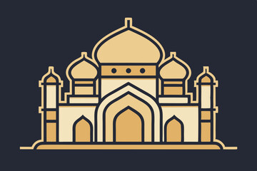 Elegant mosque silhouette vector line art illustration