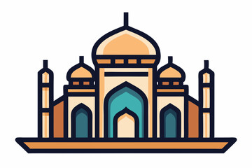 Elegant mosque silhouette vector line art illustration