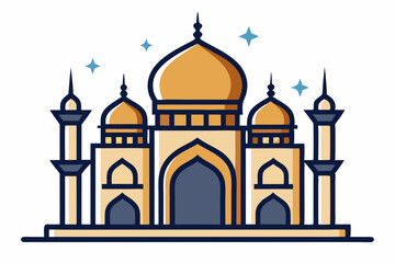 Elegant mosque silhouette vector line art illustration
