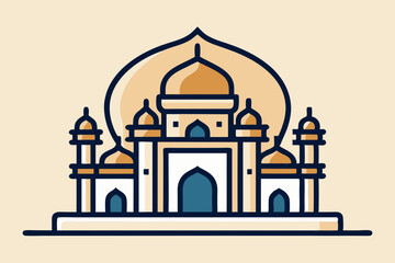 Elegant mosque silhouette vector line art illustration