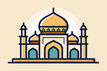 Elegant mosque silhouette vector line art illustration