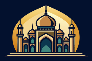 Elegant mosque silhouette vector line art illustration
