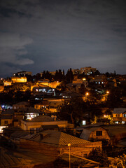 above view of district in Tbilisi city in night