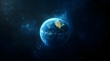 Obraz premium A detailed view of Earth from space, showcasing the continents, oceans, and swirling clouds.
