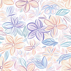 floral and leaf seamless patterns in doodle-style tile designs with graphic format.