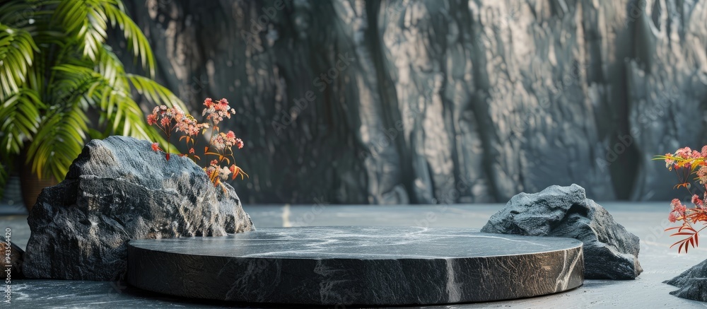 Aufkleber background podium featuring natural stones with textured composition for a stylish copy space image
