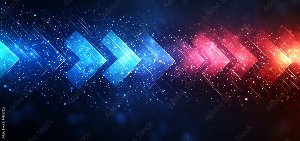 Poster Technology elements are seen in the background as arrows and circles. The project has a needle blue background with light lines to add sophistication and dimension.