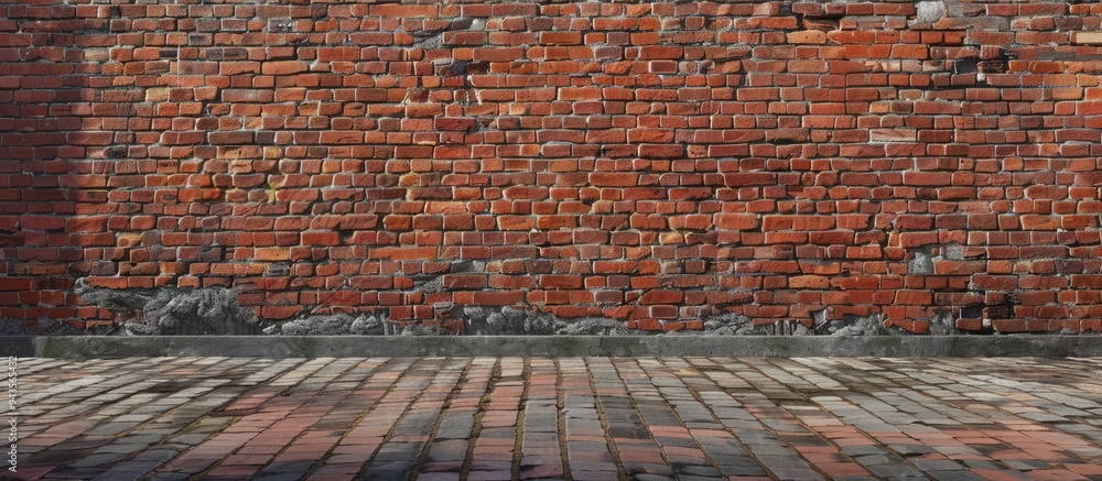 Aufkleber ideal for backgrounds and themes related to buildings this perspective showcases a red brick wall wi