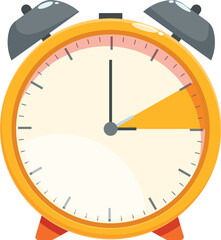 Yellow alarm clock is showing almost twelve o'clock, time to act