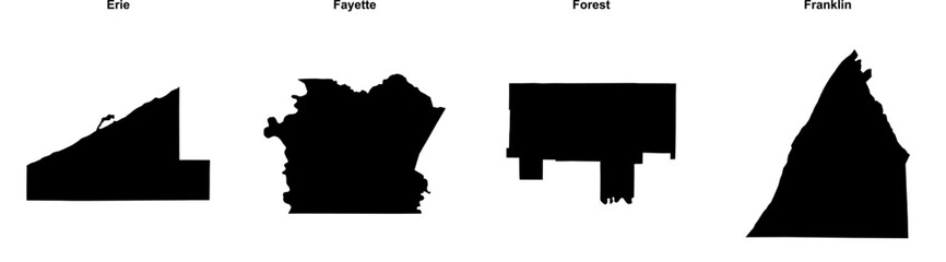 Erie, Fayette, Forest, Franklin outline maps