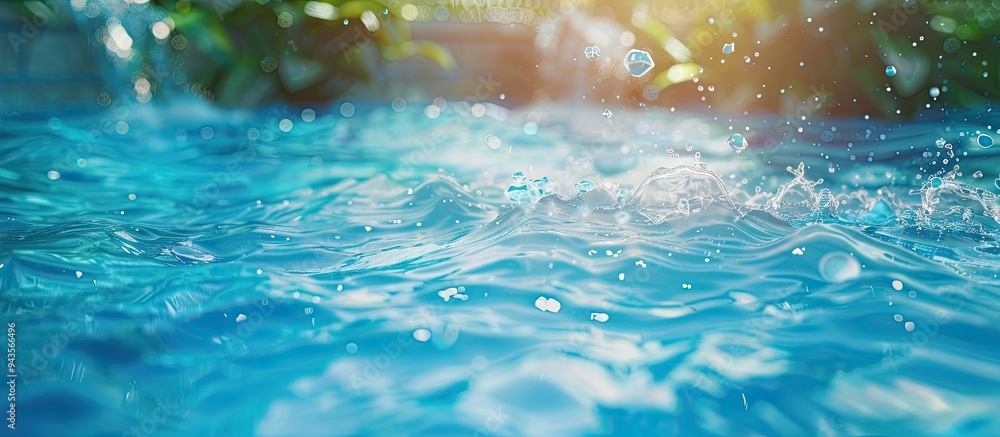 Poster Blue swimming pool background with copy space image