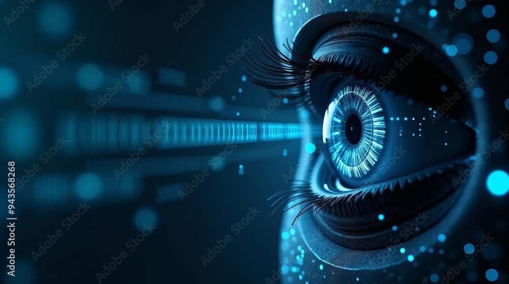 Poster biometric eye scanning technology: advanced iris recognition system for digital identity verificatio