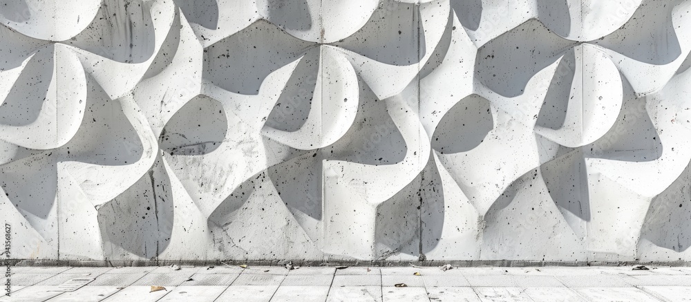 Poster background with a patterned texture on a white cement wall in a wide angle copy space image