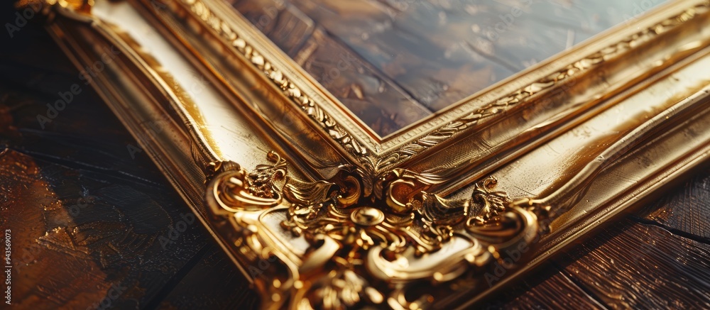 Aufkleber Vintage style blank design in a mockup of a gold picture frame with editable features providing a high quality JPG copy space image