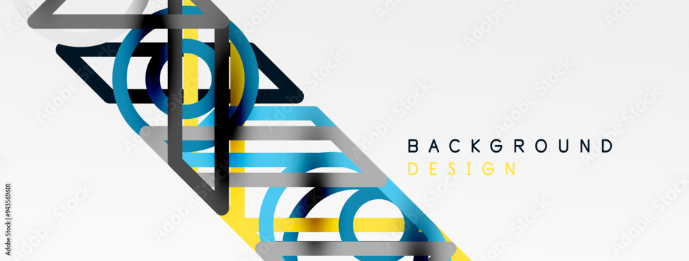 Poster abstract background - colorful circle lines technology or business digital template