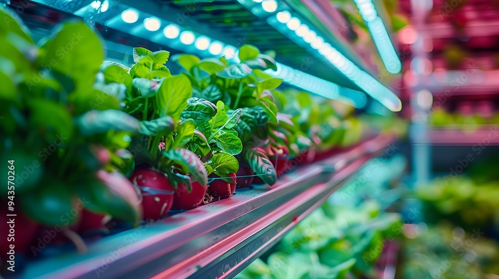 Poster high tech vertical farming system optimizing conditions for maximum yield
