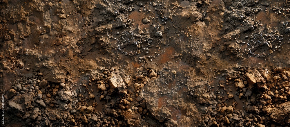 Poster aerial view of rich soil texture serves as a nature inspired background ideal for a copy space image