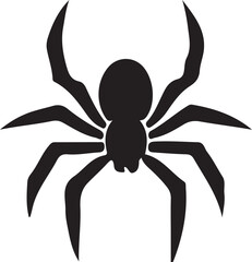 Halloween Spider Web Vector - Black Spider on White Background Illustration.