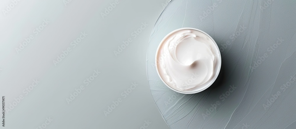 Poster Top view of face cream on a grey backdrop with copy space image available for text