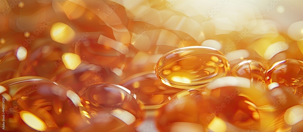 Poster vitamin e capsules promote health as antioxidants in dietary supplements on a bright paper backgroun