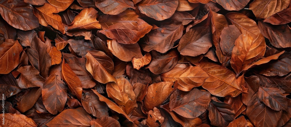 Poster the dry teak leaves have a visually appealing texture suitable for a background in a copy space imag