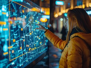 Interactive Smart City Map on Touchscreen Display Providing Real Time Navigation and Service Information