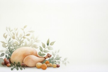 Elegant Watercolor Thanksgiving Scene Capturing the Spirit of Family and Friendship