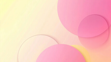 Abstract geometric background with pastel pink and yellow gradient. Circle effect style creates a minimalist and modern design for a banner or website. 