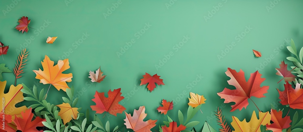 Poster paper pieces with a green backdrop displaying a heartfelt autumn message symbolic of autumn greeting