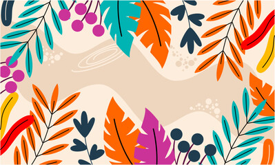 Flat abstract floral leaves background