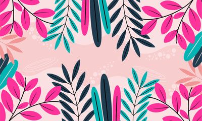 Flat abstract floral leaves background