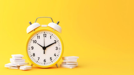 Time management icon, clock with tasks around it, 3D illustration