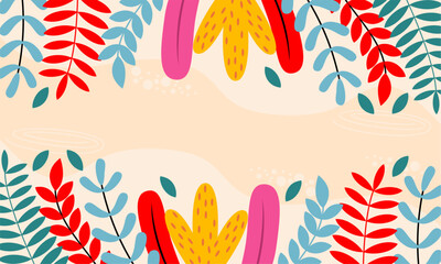 Flat abstract floral leaves background